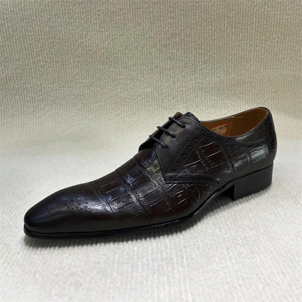 Men's Luxury Italian Leather Oxfords Shoes Brown/Black Lace-Up Wedding Business Formal New Fashion