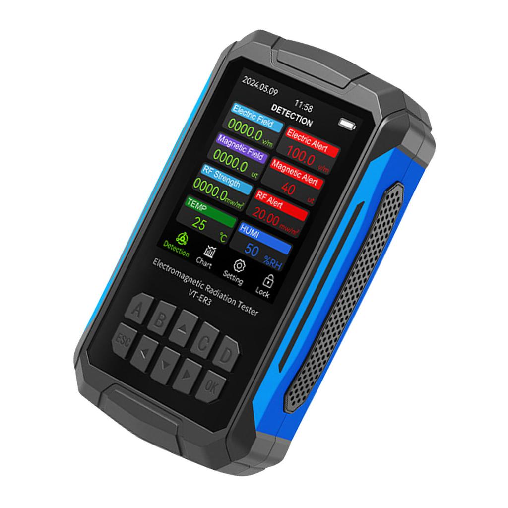 Electromagnetic Field Radiation Detector 2.8in   Color Display Rechargeable 5 in 1 Radiation Dosimeter