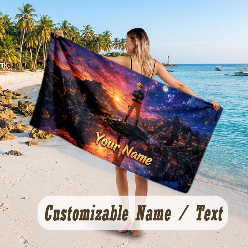 Custom Name Large Beach Towel,Naruto Quick Absorbent Towel For Outdoor Travel Poolside