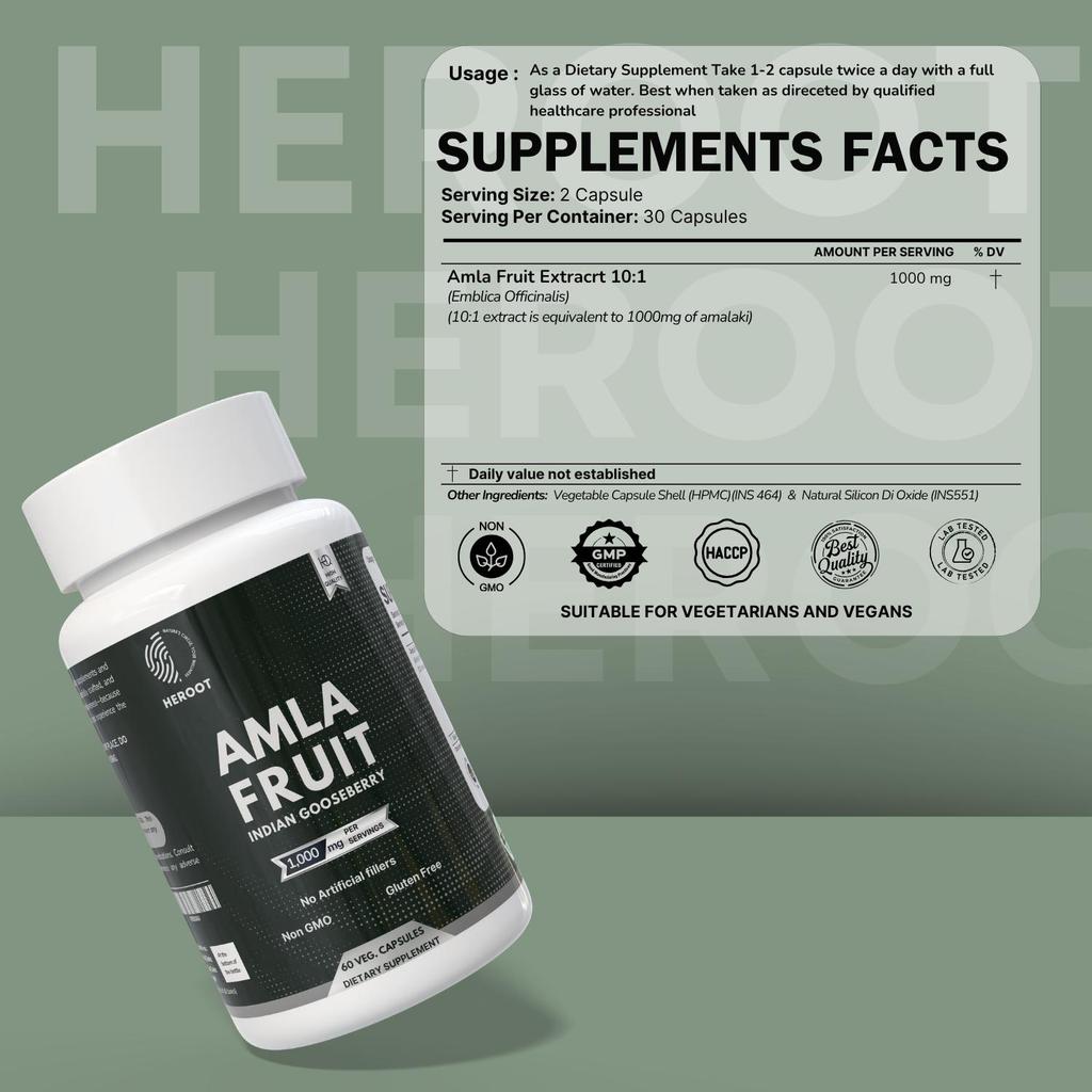 Amla (Indian Gooseberry) Extract Capsules | 500 Mg | 60 Count