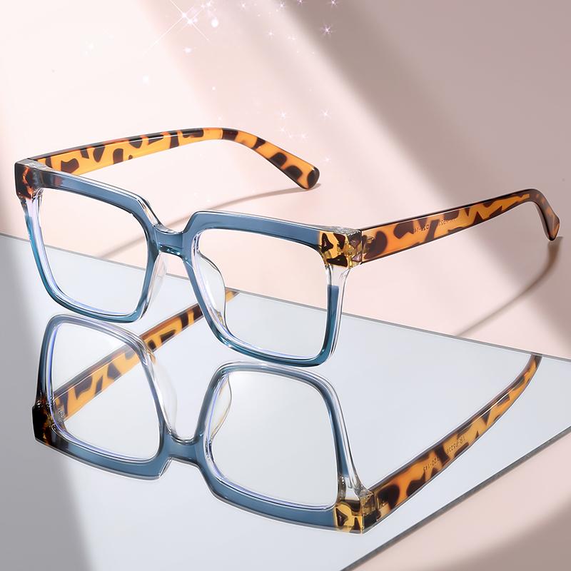 

New Trendy Tortoise Shell Square Eyeglasses – Stylish Blue Light Blocking Glasses for Women & Men with Modern Gold Accents синий