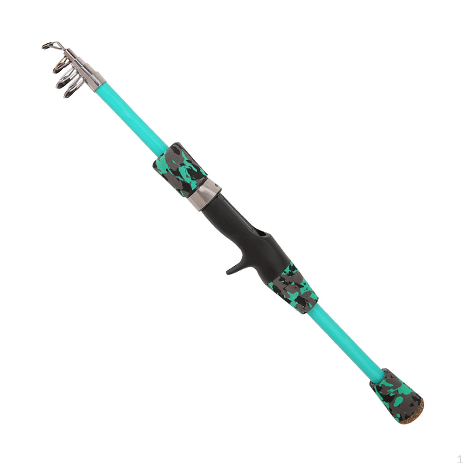 

Telescopic Fishing Rod Comfortable EVA Handle Carbon Fiber Pole Lightweight Ceramic Guides 1.3m зелений