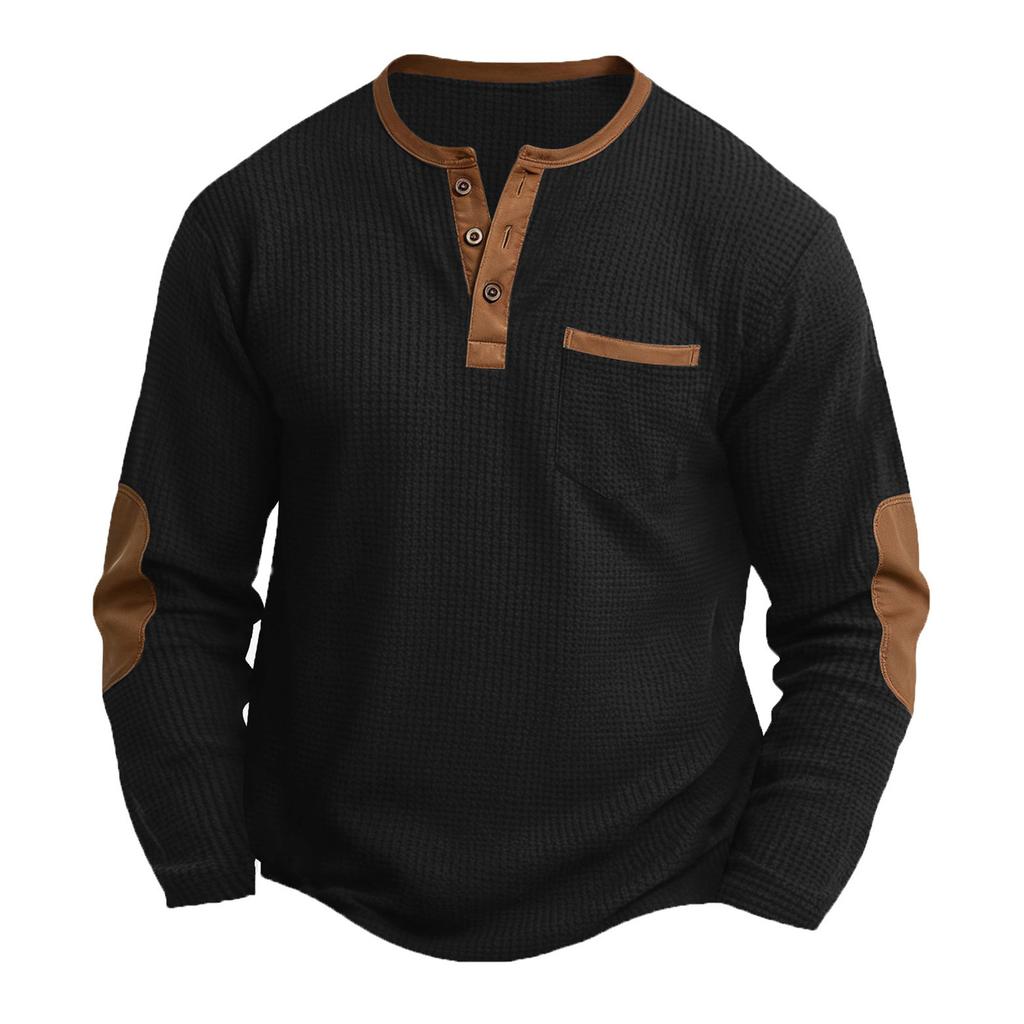 Men's Casual Long-sleeved Sports Shirt With Stand-up Collar And -textured Base Layer Shirt