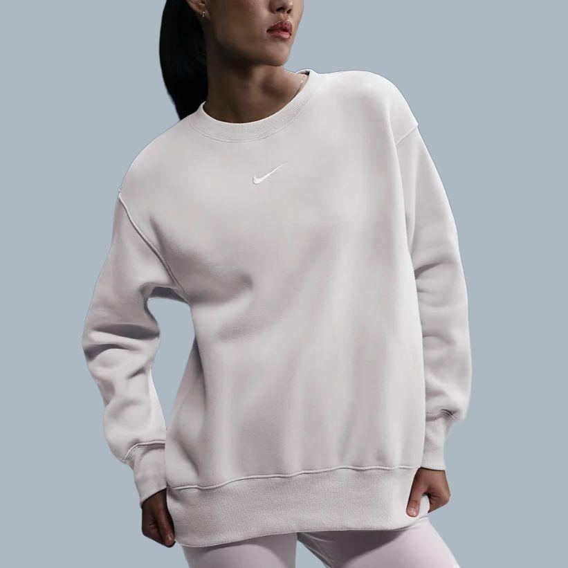 Nike Sportswear Phoenix Casual Comfortable Loose Fit Long Sleeve Sweatshirt Women tops Light-Raw-Umber Sail DQ5734-104