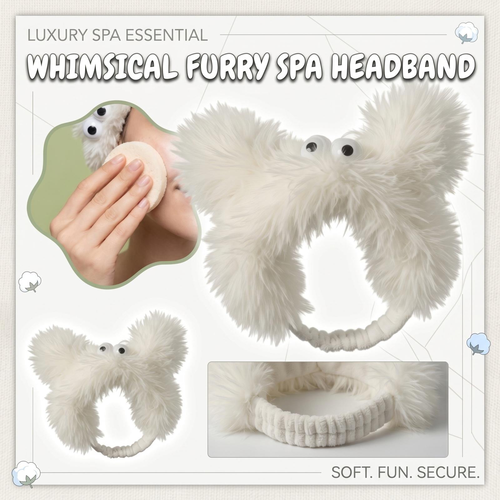 

Soft Plush Hair Band with Elastic Back for Face Washing Makeup Application and Hair Styling Suitable for Daily Use Comfortable Fit one size белый