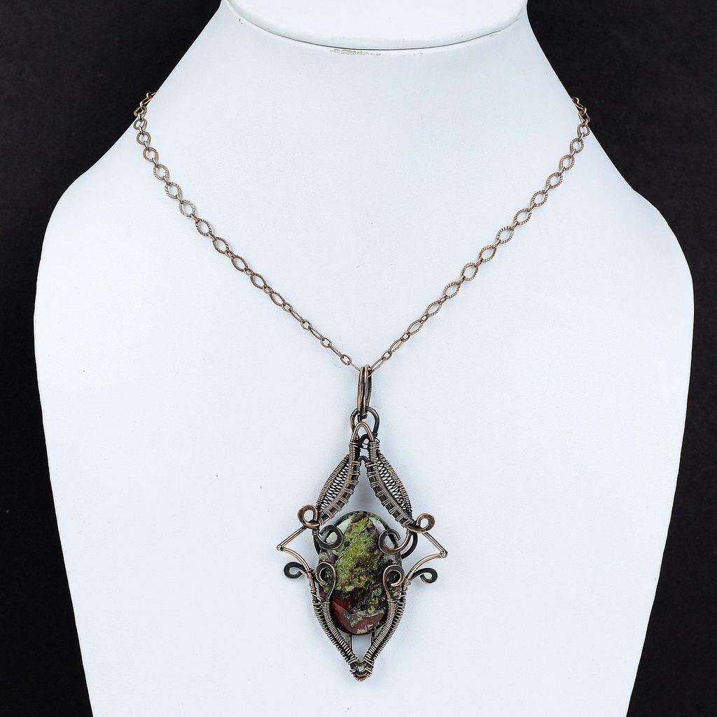 Dragon Bloodstone Pendant Copper Wire Wrapped Pendant Gemstone Handmade Pendant Dragon Bloodstone Jewelry Gift For Engagement Copper Jewelry