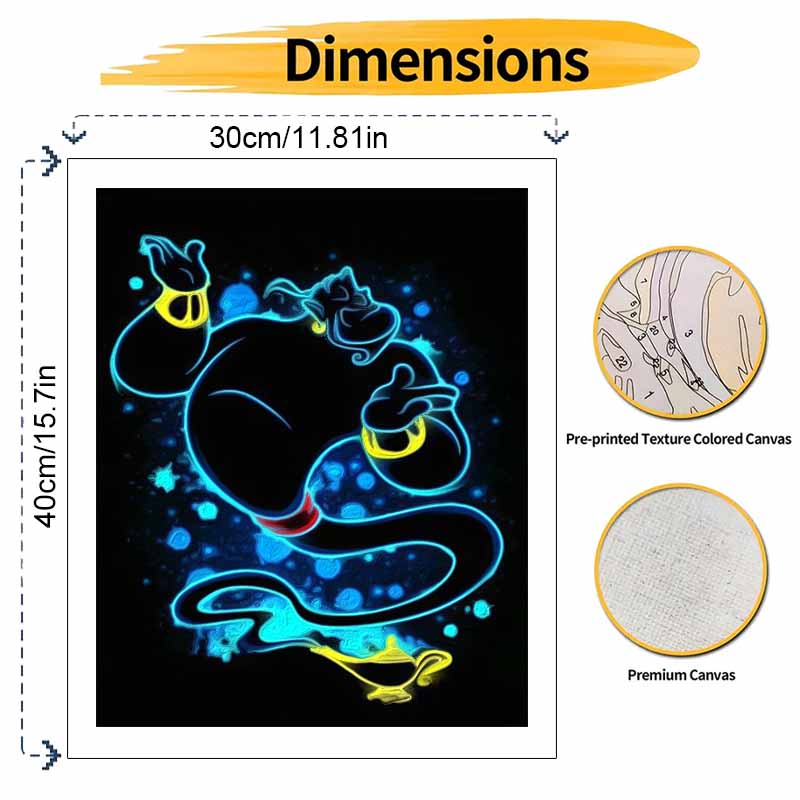 Disney Aladdin Genie neon art paint by numbers painting kit handmade diy home decor gifts for room bedroom wall decor art supplies