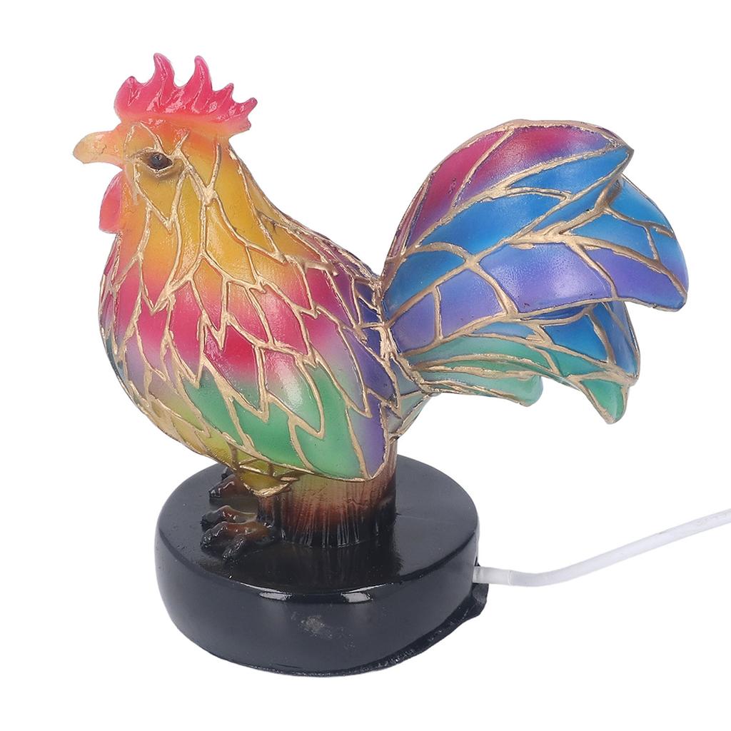 Stained Resin Rooster Table Lamp Night Light LED Animal Night Light for Home Decoration Bedside