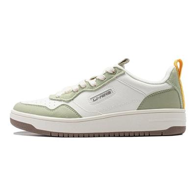 Li Ning Star Sugar Thick Sole Height Increasing Non-Slip Shock Absorbing Low-Top Skate Shoes Women Sneakers Green White AGCT472-3