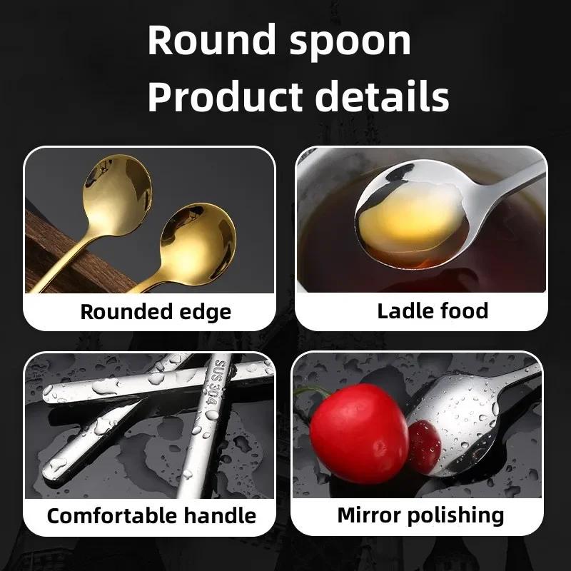 13/15/17cm Stainless Steel Spoon Long Handle Ice Cream Dessert Spoon Espresso Honey Mixing Spoon Kitchen Tableware Accessory