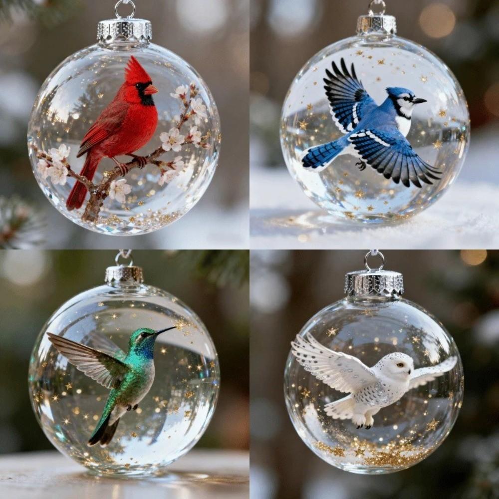 Acrylic Nature's BirdsOrnament Ornament Gift 7cm Xmas Tree Ornament Charm  New Year