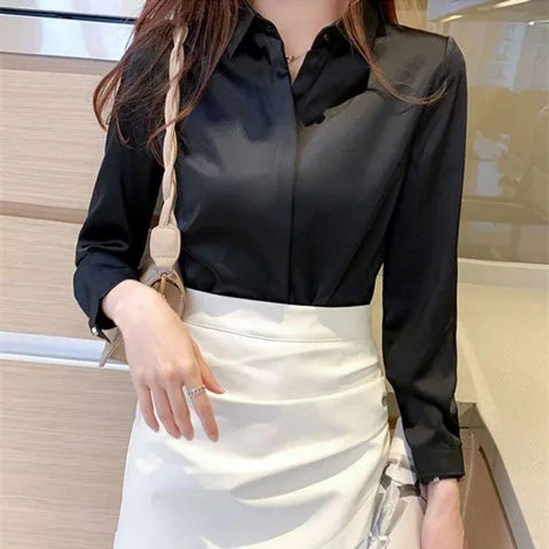 

Short Sleeve Workwear Interview Business Wear Inner White Shirt Black short sleeve (hidden buckle) thin 5XL