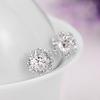 Womens Korean Fashion Elegant 925 Silver Plated Vintage Mini Simple Anti-allergy Zircon Crystal Hollow Out Flower Ear Studs Earrings Jewelry Love Gift