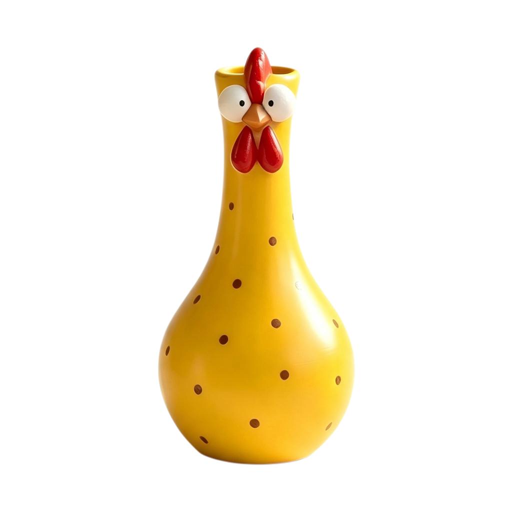 Decorative Long Neck Chicken Vase Resin Figurine Home Office Desk Sculpture Ornament