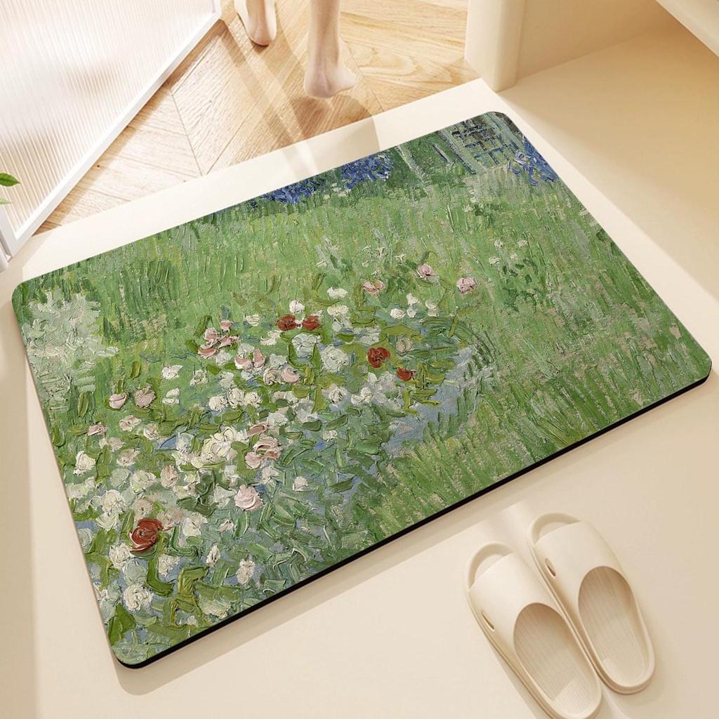 Cross-border Oil Painting Style Non-slip Diatomaceous Earth Bathroom Mat