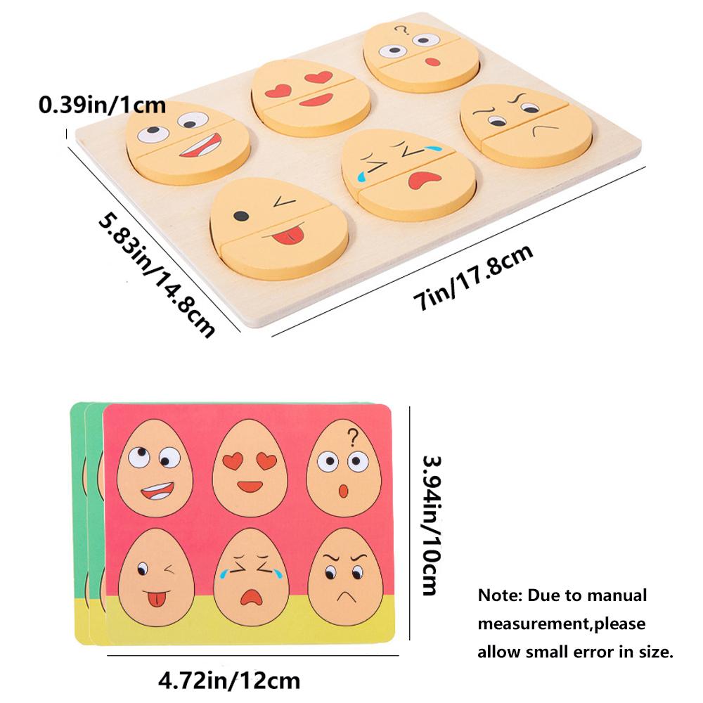 Montessori Toys for Toddlers,Wooden Changing Egg Expression Puzzle, Expression Matching Game, Parent-Child Interaction Game