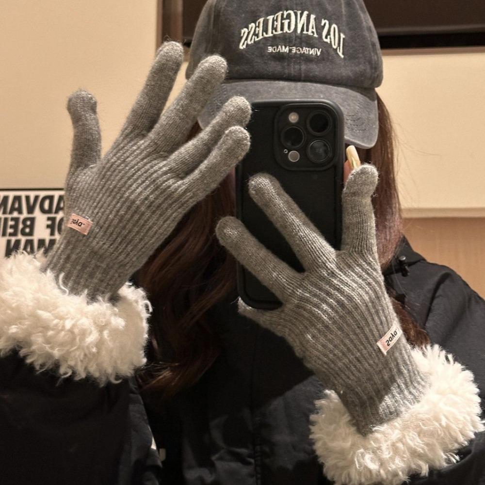 Knitted Lamb Wool Gloves Finger-splitting  Gloves Simple Women Mittens  Female