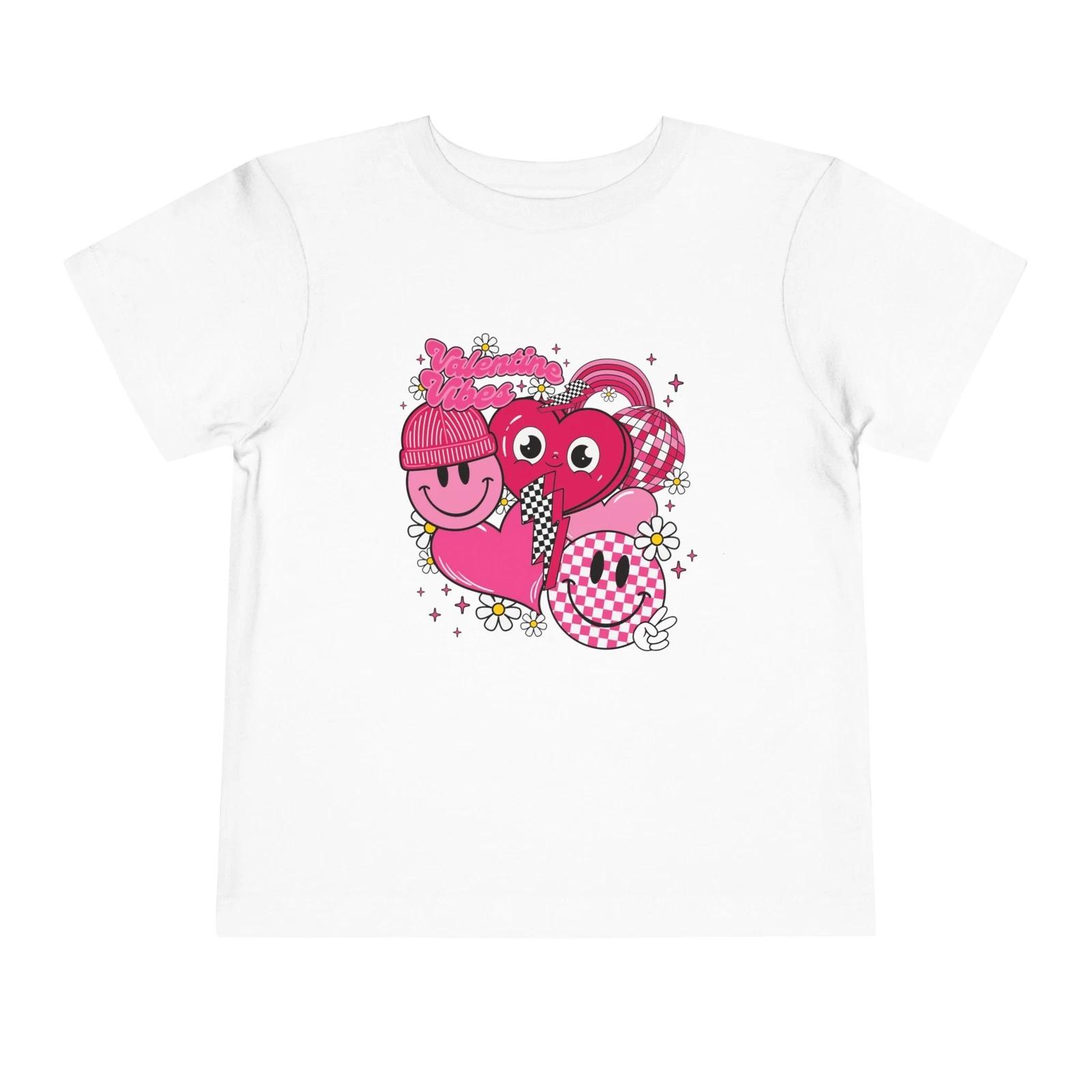 Toddler Valentine Cute Pink Smile Face Heart Retro 90s Aesthetic Love T-Shirt S