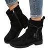 Women's Boots Autumn and Winter New European and American Retro Large Size Side Zipper Round Head Low Heel Cigarette Tube Locomotive Women's Boots
