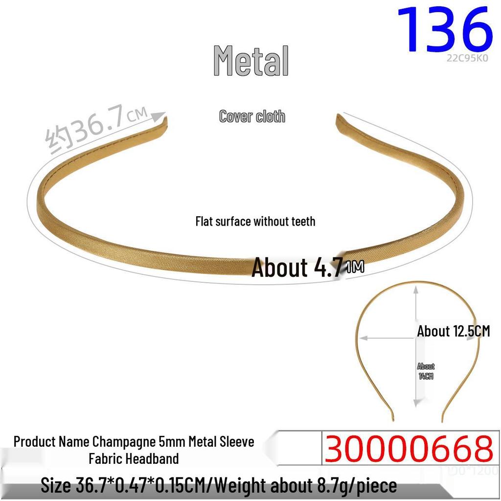 Children's 5mm Rainbow Fabric-Covered Metal Headband for DIY Jewelry