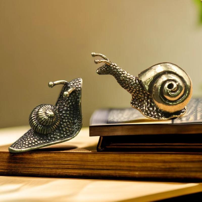 3Pcs Brass Simulation Animal Figurines Copper Snail Desktop Ornaments Tea Pet Miniatures Home Decoration