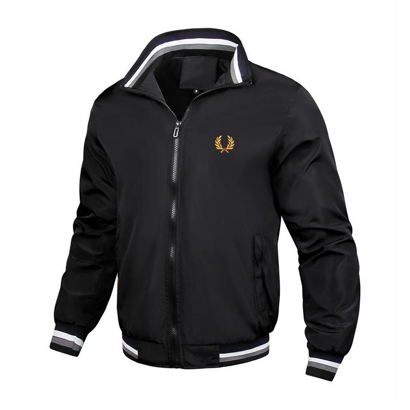 Herren Stickerei Weizen Stehkragen Baseballjacke - Große Größen Lässige Mode für Frühling und Herbst