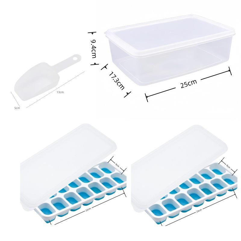 Cross-Border Ice Cube Tray - 14 Grids with Lid, Large Capacity Mold for Household Ice Storage