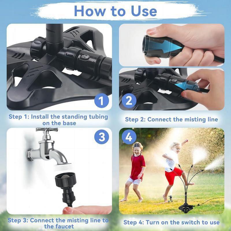 Standing Misting Cooling System Adjustable Patio Misting System Portable Hot Weather Supplies Standing Pet Cool Accessories For