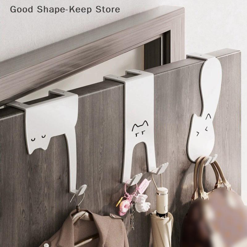 1/2PC Cat door hook Rabbit Cabinet Door Hook Cabinet Door Storage Rack Non Perforated Bracket Kitchen Supplies Storage Hanger