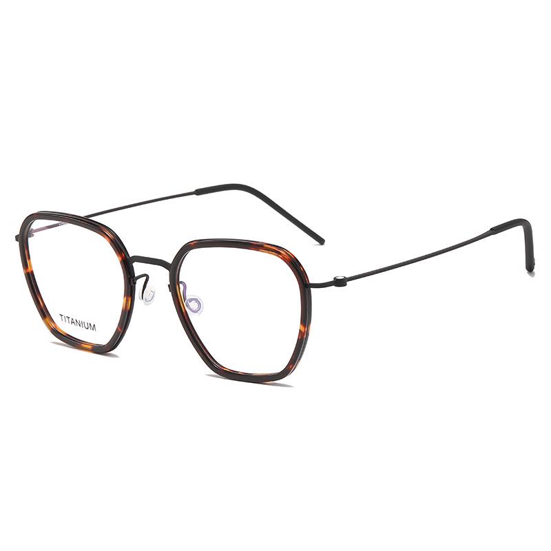 Linde Pure Titanium Women's Literary Fashion Glasses, Retro Acetate Frame for Business or Commute, Unisex Style