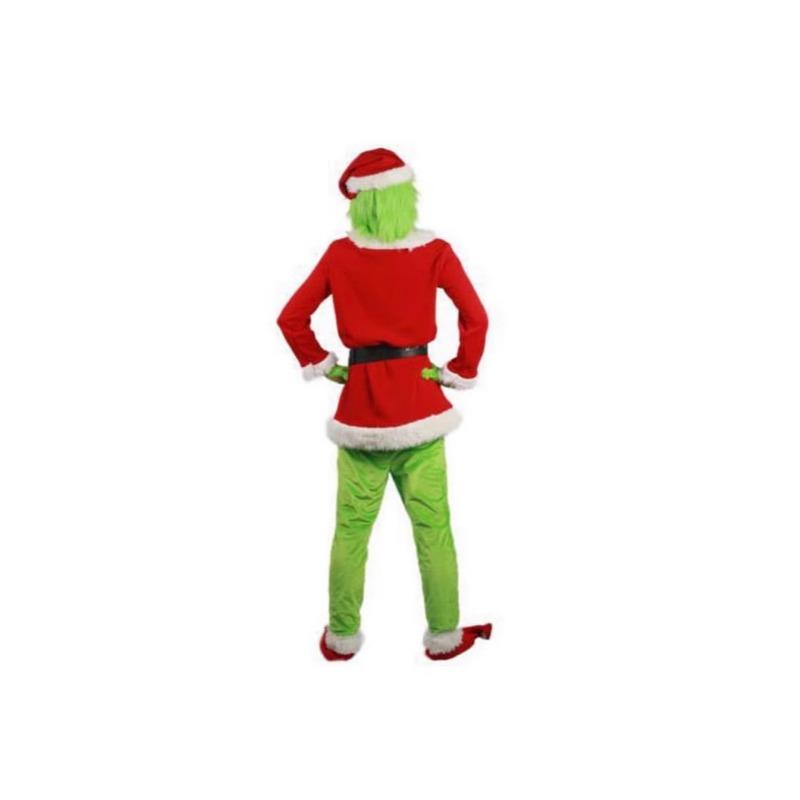 Weihnachtskleidung Accessoires Kinder grünes Haar Monster Grinch Kostüm Maske Kapuze Partykostüm