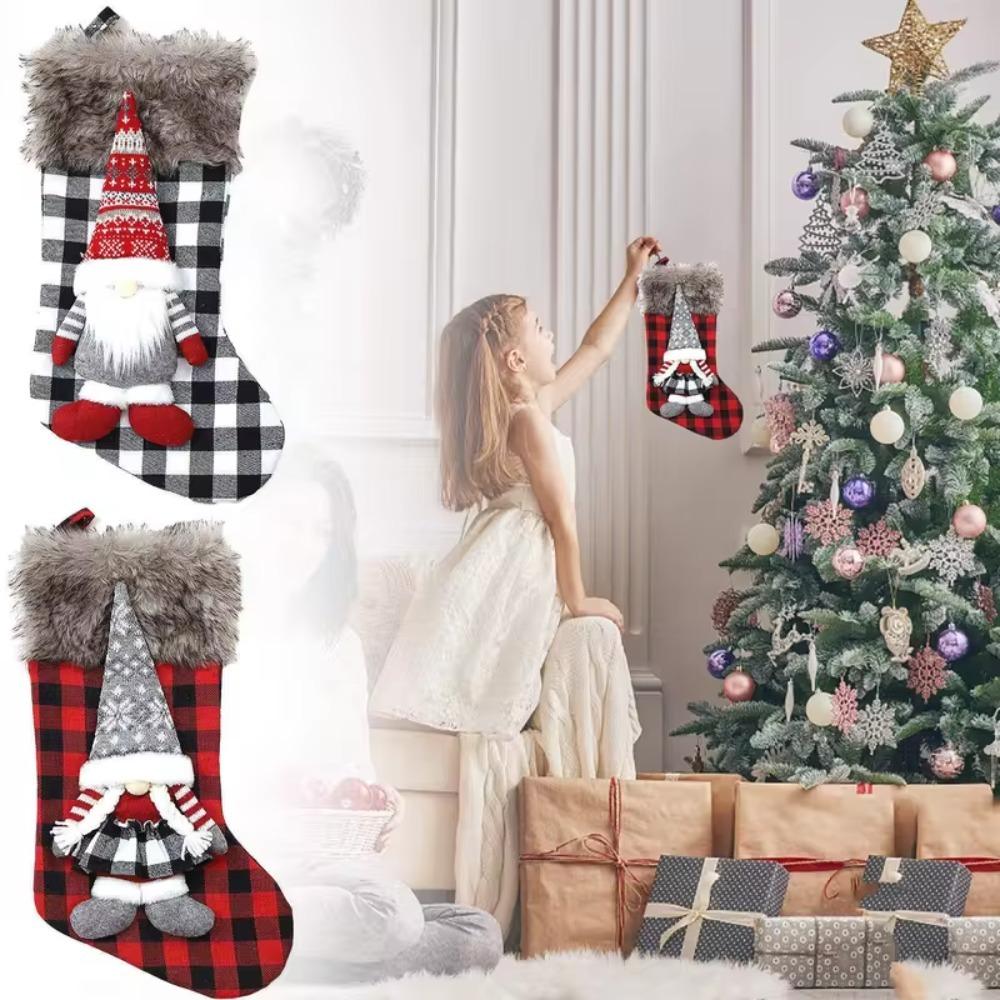 Large Size Dwarf Christmas Stockings Three-dimensional Doll Christmas Tree Pendant Gift Bag Candy