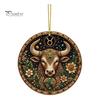 Halloween Decorative Pendant 2D Flat Pearl Painting Ornament, Double Sided Zodiac Theme Hanging Gem Home Ornament Art Craft, Rhinestone Beads Pattern