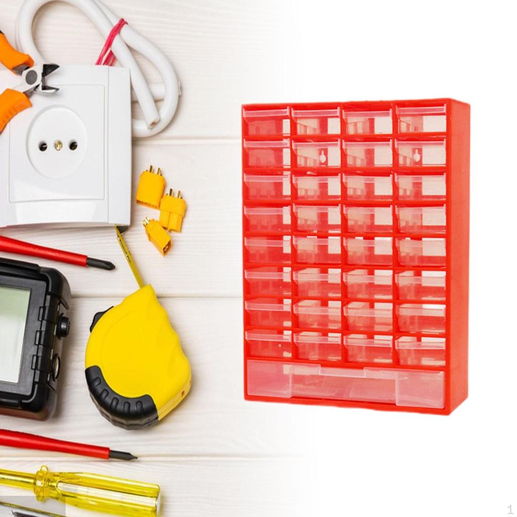 Drawer Storage Cabinet Organizer Nuts Screws Small Items Garage Organization Red
