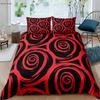 Valentine's Day Gift Romantic Retro Red Rose 3d Printed Quilt Cover Bedding Set Quilt Cover Pillowcase Three-Piece Set