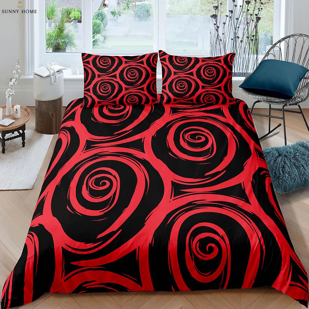 Valentine's Day Gift Romantic Retro Red Rose 3d Printed Quilt Cover Bedding Set Quilt Cover Pillowcase Three-Piece Set