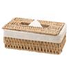Creative Handmade Rattan Tissue Box Household Paper Storage Basket Home Decoration Khaki Floral Style 1 PCS