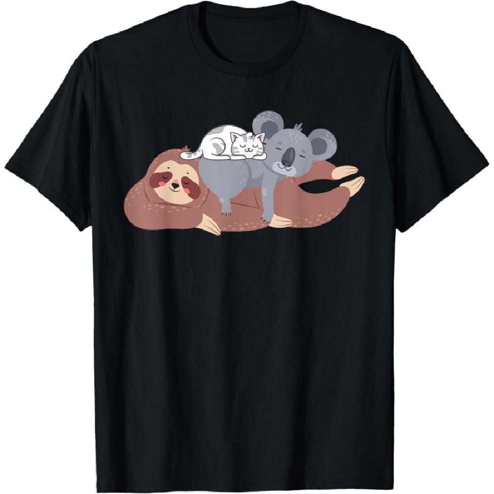 Koala Bear Cat Sloth Napping Gifts Adorable Australian Cute T-Shirt XXXXXL чёрный