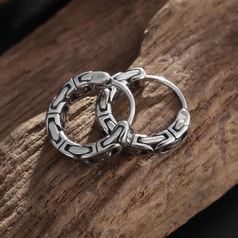 Retro Creative Chain Hoop Earrings Hypoallergenic Men's Earrings Personalized Punk Fashion Casual Accessories