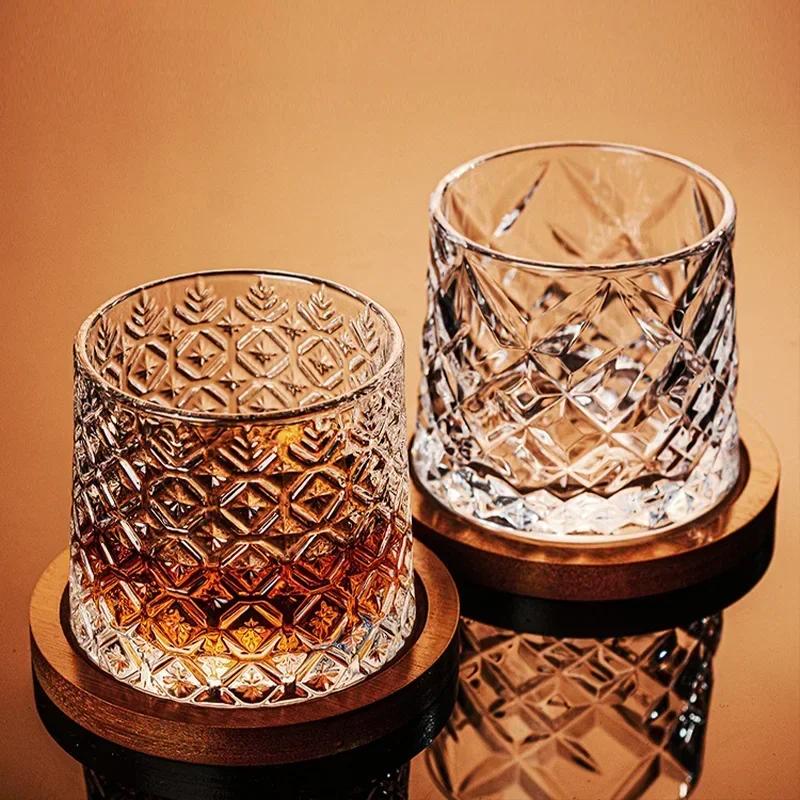 Vaso de Cristal para Whisky de Uso Doméstico con Base Vaso Giratorio para Whisky Copa de Vino Brandy Bar
