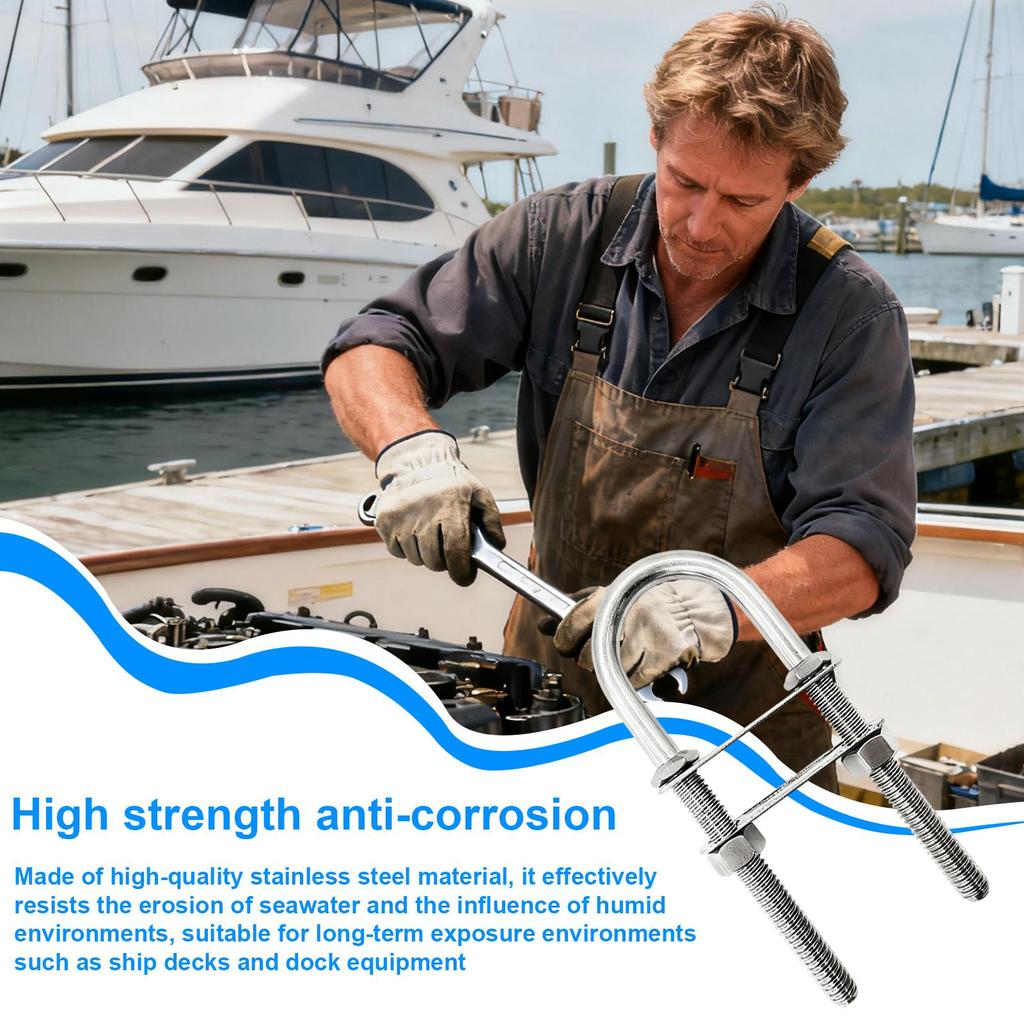 Stainless Steel U-Bolt Stainless Heavy Duty Hardware Yacht U-Bolt For Yacht Anchors Deck Equipment Dock Maintenance Machinery