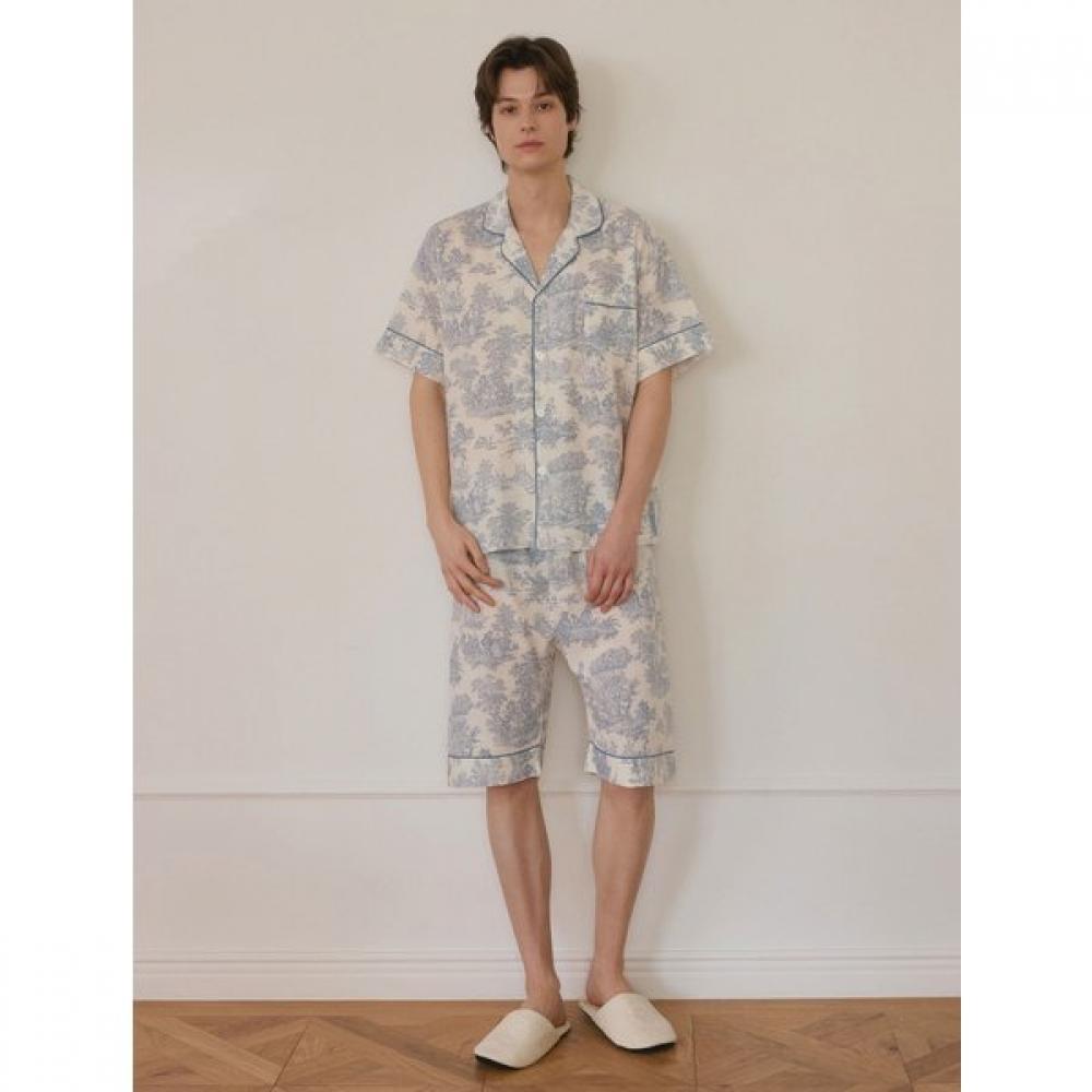 Lunaluz Men S Short Sleeve Collar Pajama Set Elize