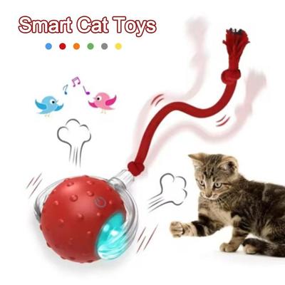 Automatic Smart Cat Toys Fast Rolling Imitate Mouse Tail Dog Cat Training Ball with Bird Sounds Indoor Playing
