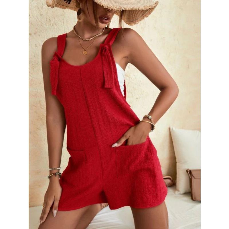 Women's Style, Light Green, Jumpsuit, Adjustable Shoulder Straps, Double Pockets, Summer, Casual, Sleeveless, Jumpsuit