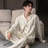 Men's Pure Cotton Long Sleeve Pajama Set - Spring/Autumn Style, Extra Large Size