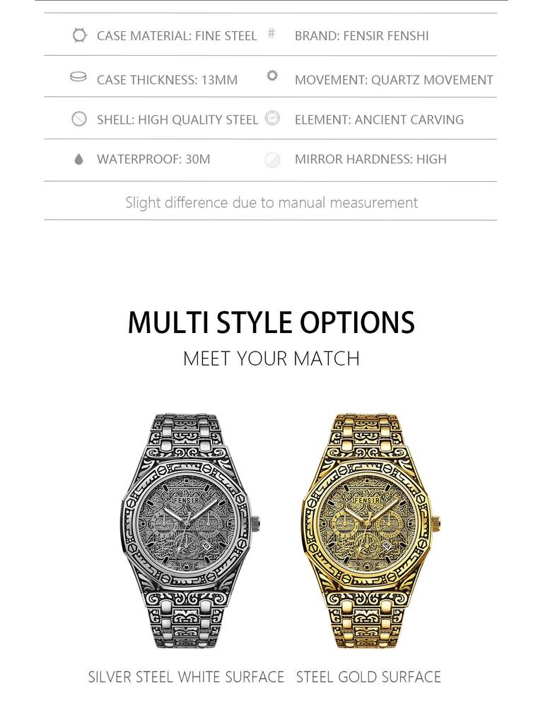 Luminous Men's Quartz Watch with Steel Band, Waterproof, Calendar, Fashion Three-Hand Design.