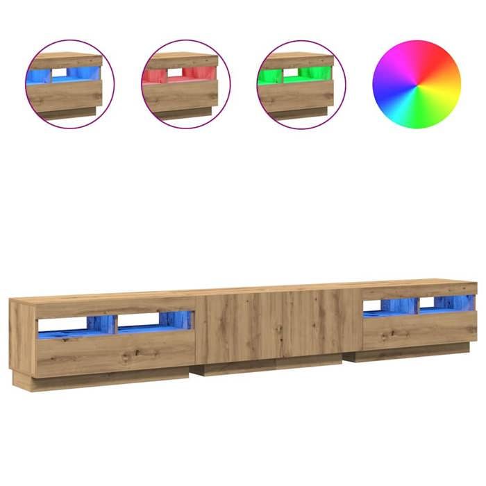 VidaXL Meuble TV avec lumières LED chêne artisanal bois d'ingénierie 3329168