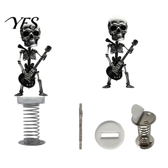Car Interior Accessories Skull Spring Ornament, Rocking Figurine, Acrylic Swaying Expressive Skeleton Dashboard Decor for Vehicle, Wear-resistant