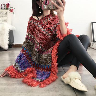 Ocazional Femei Şal Lung National Wind Cloak Şal Tricotat Mohair Esarfă cu franjuri Jachetă Şal