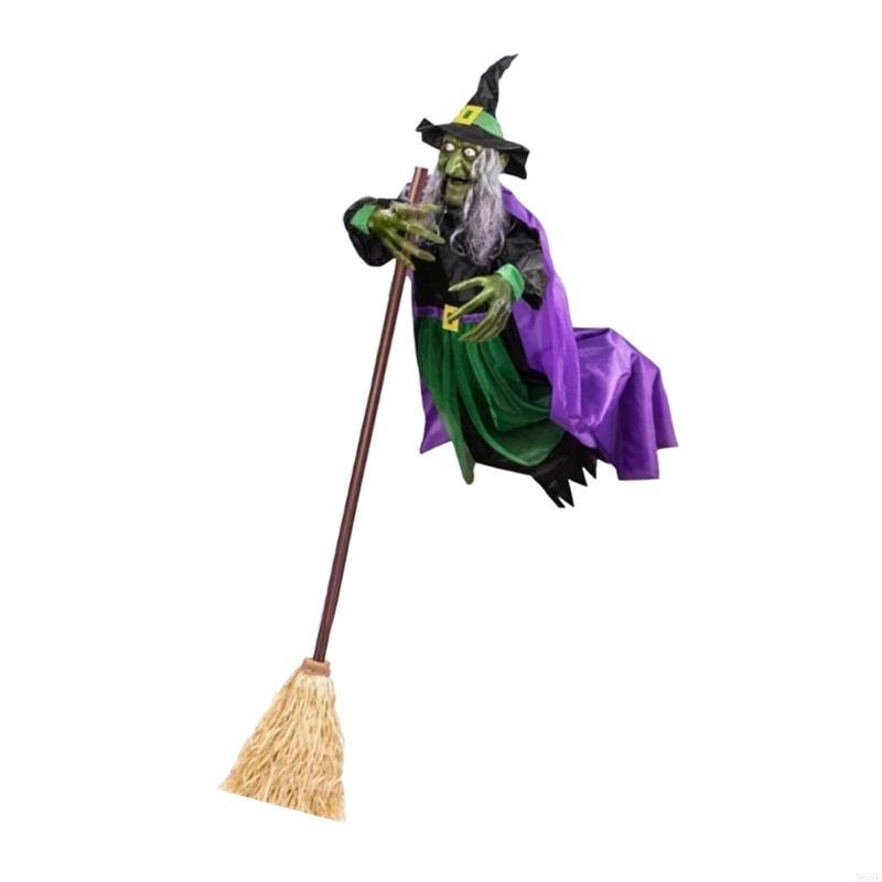Haunted Animated Hovering Witch Sculpture with Fabric Costume Halloween Props M68E